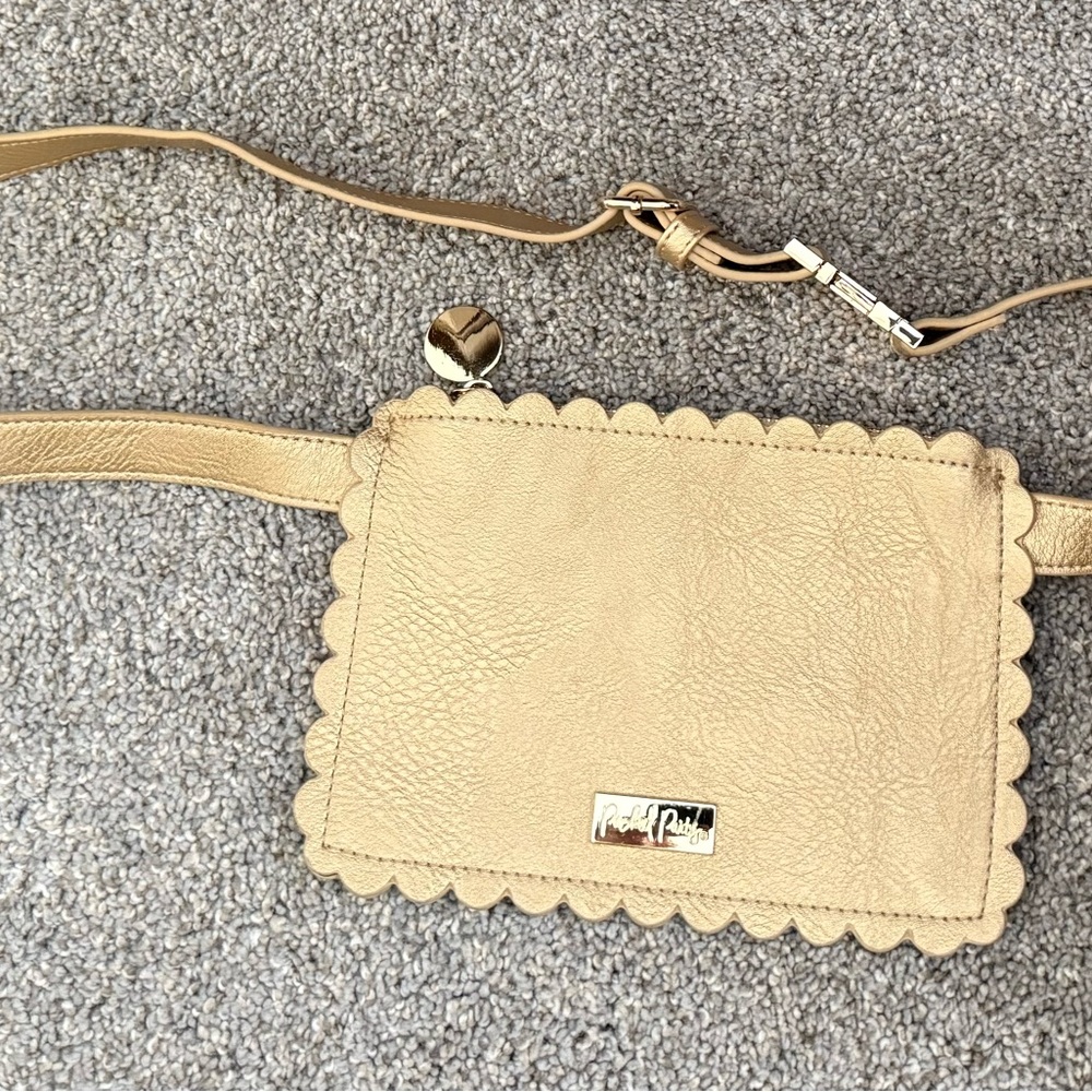 Gold Scalloped Leather Crossbody Bag/Fanny pack NWOT